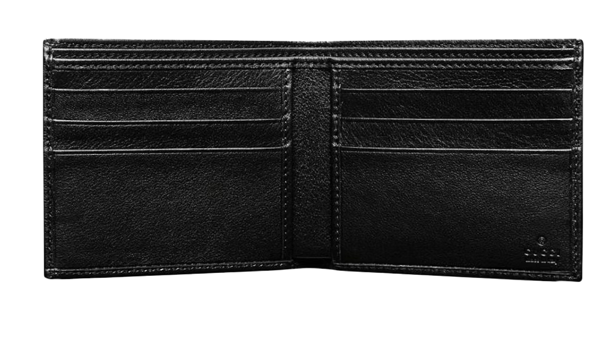 Gucci - Black Embossed Striped Wallet
