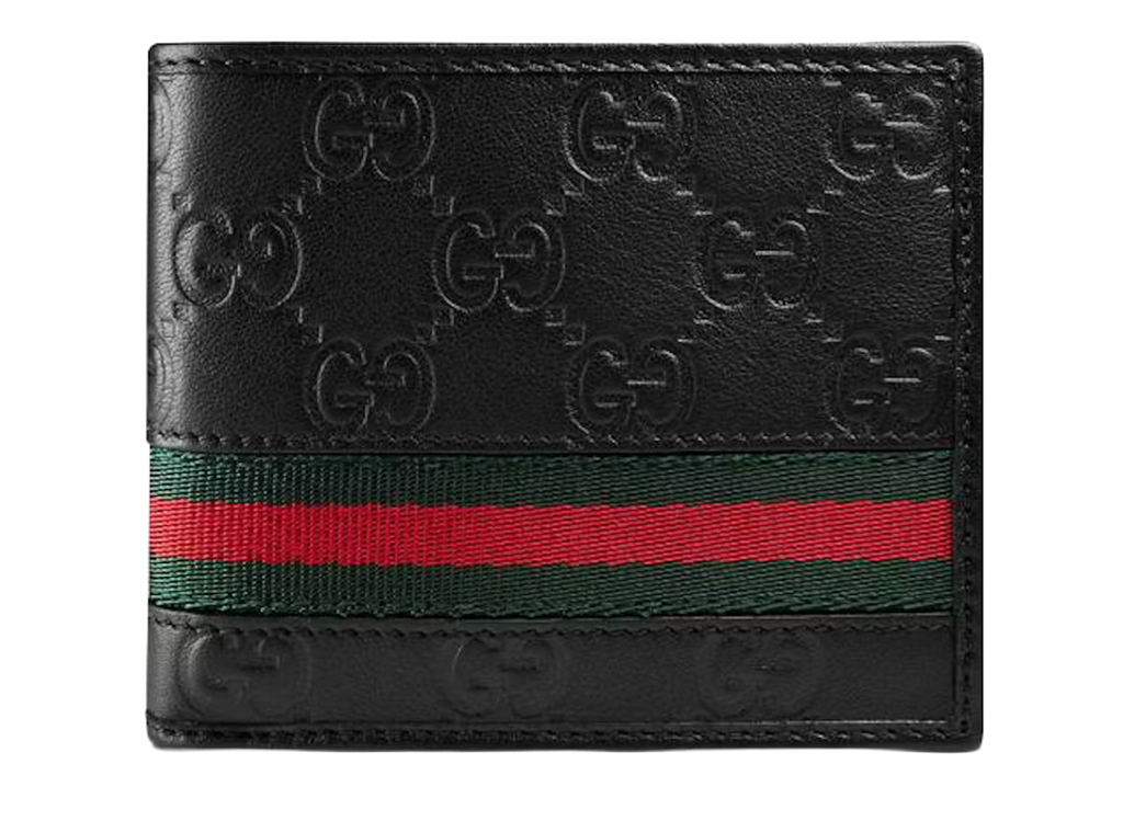 Gucci - Black Embossed Striped Wallet