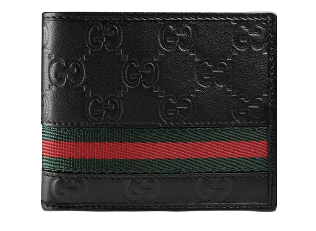 Gucci - Black Embossed Striped Wallet